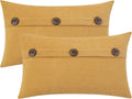 HWY 50 Mustard Yellow Chenille Throw Pillow Covers 12x20 Inch with Triple Buttons, Soft Farmhouse Accent Decorative Cushion Cases for Couch Sofa Living Room Pack of 2 Rectangle