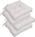 RACE LEAF Patio Chair Cushions 17x17 Inch 4 Pack, Thickened Outdoor Seat Cushions Water Resistant with Non-Slip Ties & Stain Resistant Tufted Design (Beige)