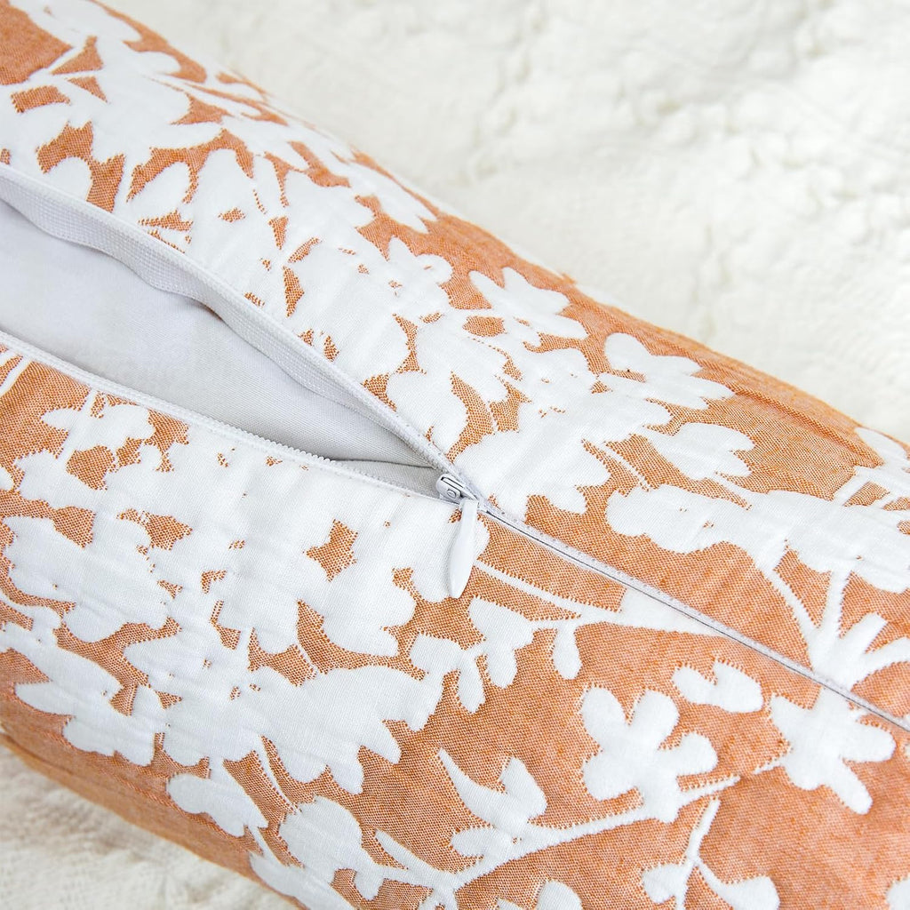 Buckwheat Neck Support Pillow Cervical Neck Cylinder Bolster Pillow,Buckwheat Hulls Adjustable Roll Pillow,Neck Pain Relief for Back and Side Sleepers Round Pillows for Lunch Break Orange, 6*15 inch