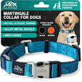 Blue Martingale Collar for Dogs - Heavy Duty Nylon Pet Collars for Escape-Free, No Pull Training & Walking with Alloy Metal Release Buckle & Reflective D Ring, One Time Adjustment, Safe & Secure
