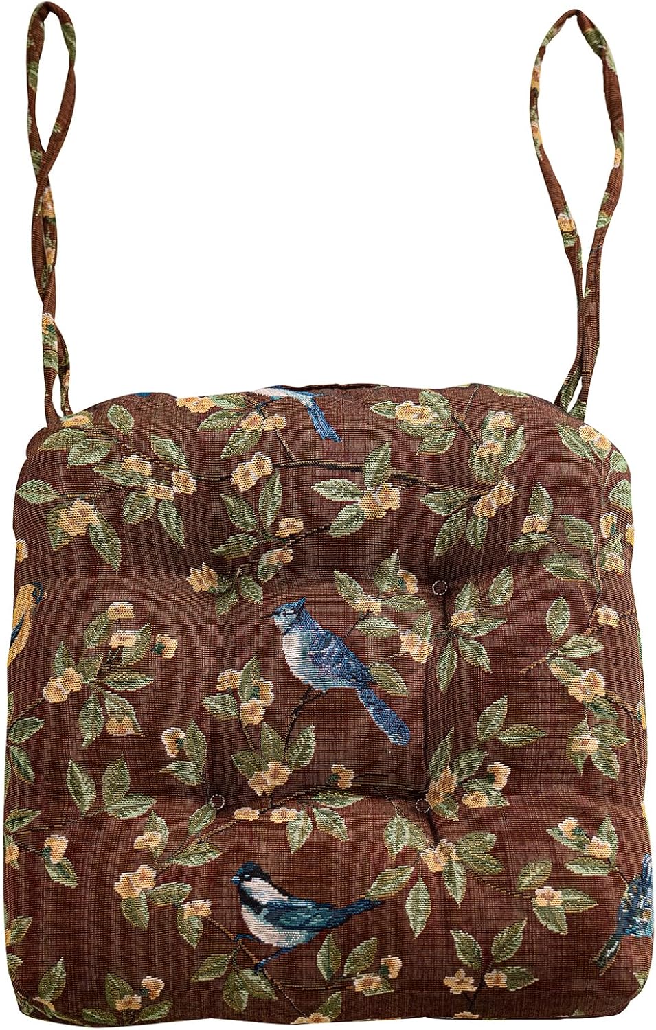 vctops Farmhouse Bird Print Chair Cushions with Ties U-Shaped Soft Comfortable Chair Pads Non Slip Seat Cushions for Indoor Dining Room and Kitchen Chairs (Coffee,16"x16")