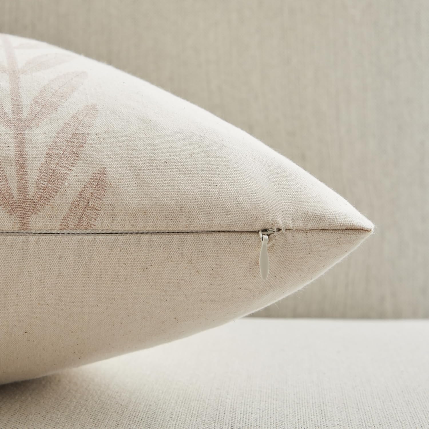 100% Cotton Farmhouse Leaves Throw Pillow Covers Set of 2, 16x16 Inch Mixed Brown Pastoral Decorative Print Cushion Covers for Sofa Bed Living Room Home Decor