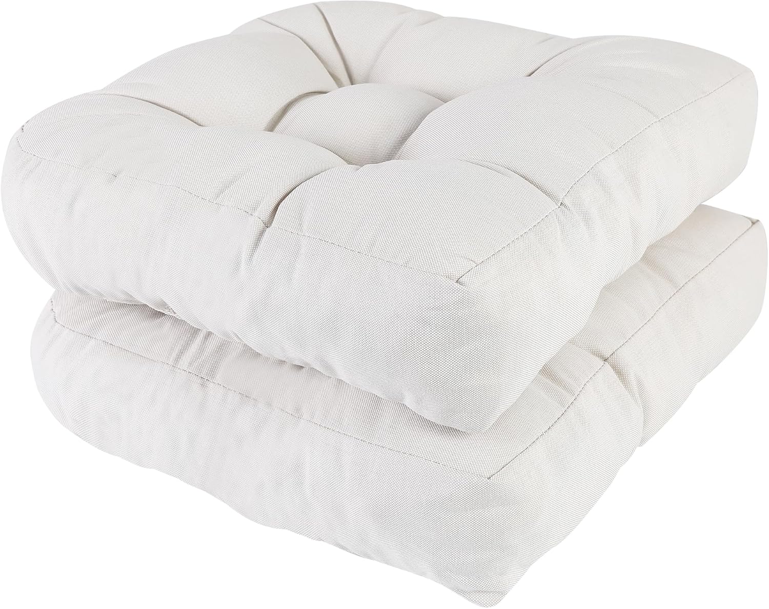 RACE LEAF 17" x 17" Patio Chair Cushions Beige - Outdoor/Indoor Tufted Memory Foam Chair Pads Set of 2, Water-Resistant Olefin Chair Seat Cushion Non-Slip Backing