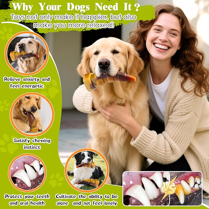 Dog Chew Toys for Aggressive Chewers, 2 Pack Indestructible Toys for Large Dogs, Dog Toy for Large Medium Small Breed, Super Chewer with Tough Nylon, Gift for Dogs