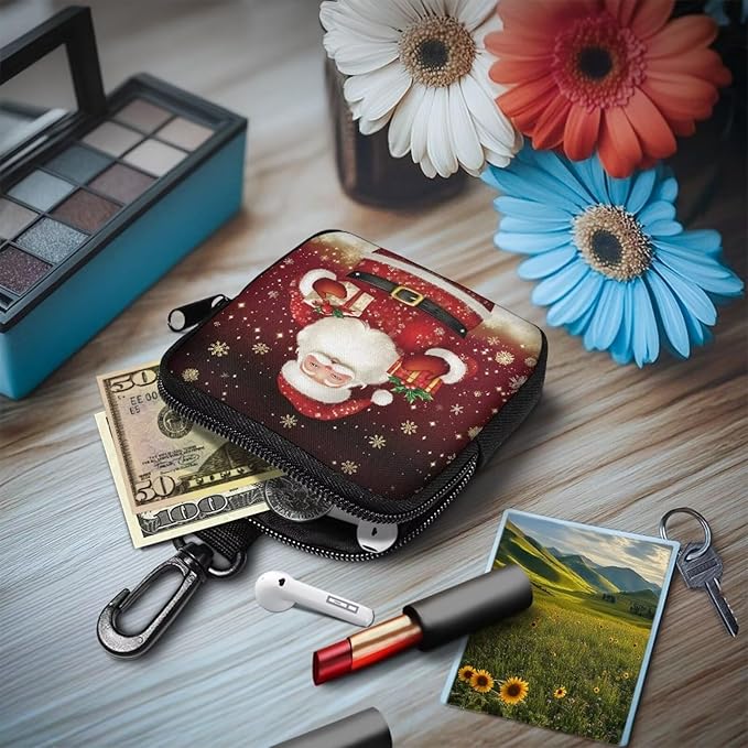 KEIAHUAN Dog Treat Training Pouch Christmas Santa Claus Dog Poop Bag Holder Hands-Free Dogs Training Small Bag with Carabiner Small Coin Purse for Traveling Outdoor Use, Red