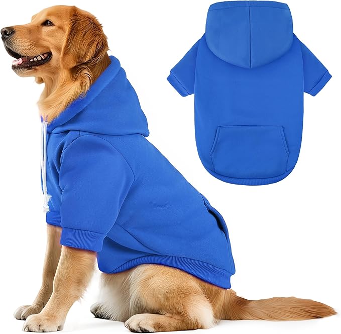 Dog Basic Hoodie Ultra-Soft Plaid Dog Clothes Cold Weather Sweaters for Medium Large Dogs Breathable Cozy Fabric Pet Coat Warm Stylish Sweatshirt with Leash Hole Pocket Dogs Jacket for Cats Boys Girls
