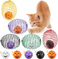 Jecery 5 Pcs Halloween Cat Spring Balls Toys Stretchable Rolling Balls Colorful Playful Coils Interactive Spring Action Toy Caged Rats for Kitten Cat Pet Supplies(Bell,Halloween Colors,5 Pcs)