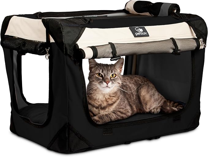Large Cat Carrier & Dog Carrier for 2 Cats or Medium Dog. Soft Sided Pet Carrier for Travel. Collapsible, Portable with Soft Bed, Top & Side Loading, Locking Zippers, Puppy Crate & Kennel