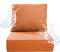 6 inches Thicker Outdoor Chair Cushions Set- 24" *24" *6" Waterproof Patio Furniture Cushions with Removable Cover, 28D High Density Sponge Filling Thicken Outdoor Patio Cushions - Orange