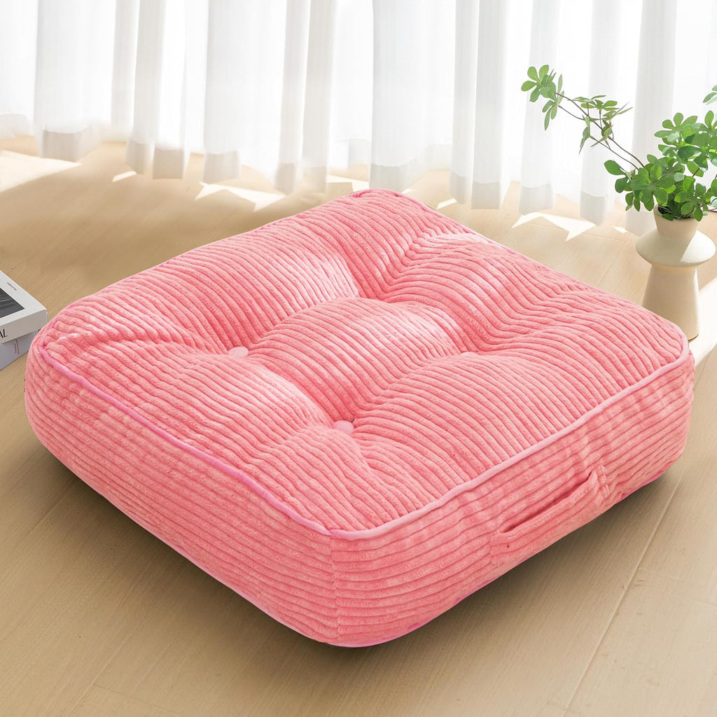6" Washable Floor Pillow Cushion for Adults, Meditation Cushion Pillow, Large Square Floor Sitting, Removable Tufted Corduroy Cover, for Tatami Living Room or Yoga, 22x22 Inch, Machine Washable