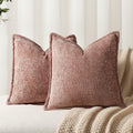 Pack of 2 Dusty Pink Decorative Throw Pillow Covers 24x24 Cozy Soft Chenille Accent Vintage Square Couch Pillow Covers for Home Decor Bed Sofa Living Room