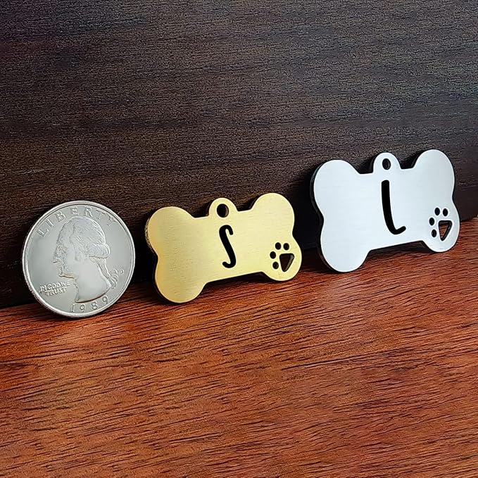 Ultra Joys Dog Tags Personalized for Pets - Hollow Paw Custom Pet ID Tag - Engraved Dog Tag for Small, Large Dogs - Small Bone in Silver