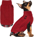 KYEESE Dog Sweater Soft Pullover Dog Sweaters for Small Dogs Girl Warm Turtleneck Small Dogs Sweater with Gingham Patchwork Stretchy Knitwear Cat Clothes Thick Pet Coat for Fall Winter Cold Weather