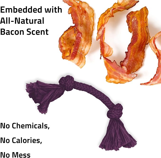 Playology Dog Toys | Dri-Tech Rope Toy Tug of War Rope for Aggressive Chewers (Value 2-Pack) | Small Bacon Scented Toys - Easy to Clean and Made from Non Toxic Materials
