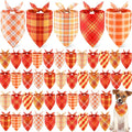 Weewooday 50 Pcs Fall Dog Bandanas Bulk Plaid Bandanas for Dogs Autumn Soft Doggie Bibs Adjustable Triangle Scarves for Small Medium Large Pet Costume(Plaid Pattern, 25.6 x 17.7 x 17.7 Inch)