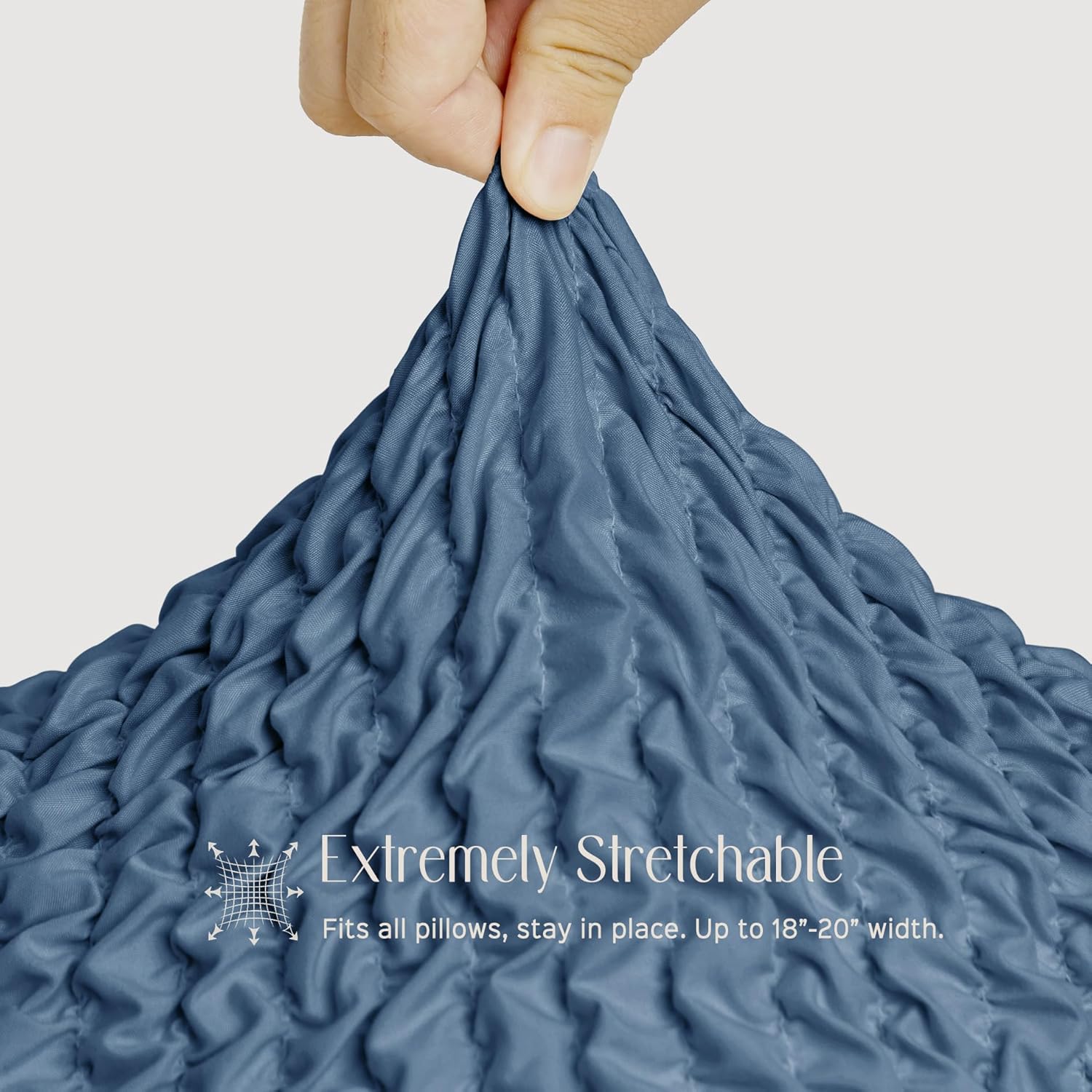 Decorative Throw Pillow Cover Elastic Couch Pillow Covers 18 x 18 & 20 x 20 Inch with Invisible Zipper Cushion Case for Bed Couch Sofa Living Room Home Decor (Pack of 1, Agate Blue)