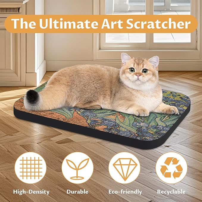 2 Packs Art Cat Wall-Mountable Scratching Board 16.7x11x1 Inch Cat Wall Scratch Pad and Scratcher for Indoor Cats Furniture Protector (Series1)