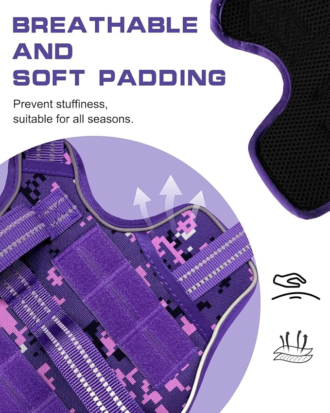 Dog Harness for Large Dogs Heavy Duty, No Pull Tactical Dog Harness with Molle System, Easy On and Off Service Dog Vest, Breathable Padded, Adjustable Reflective Pet Vest for Walking Hiking Training