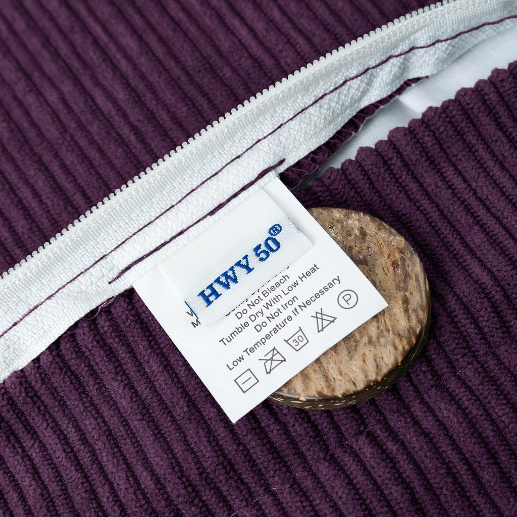 HWY 50 Purple Chenille Throw Pillow Covers 18x18 Inch with Triple Buttons, Soft Farmhouse Accent Decorative Cushion Cases for Couch Sofa Bed Living Room Bedroom Pack of 2