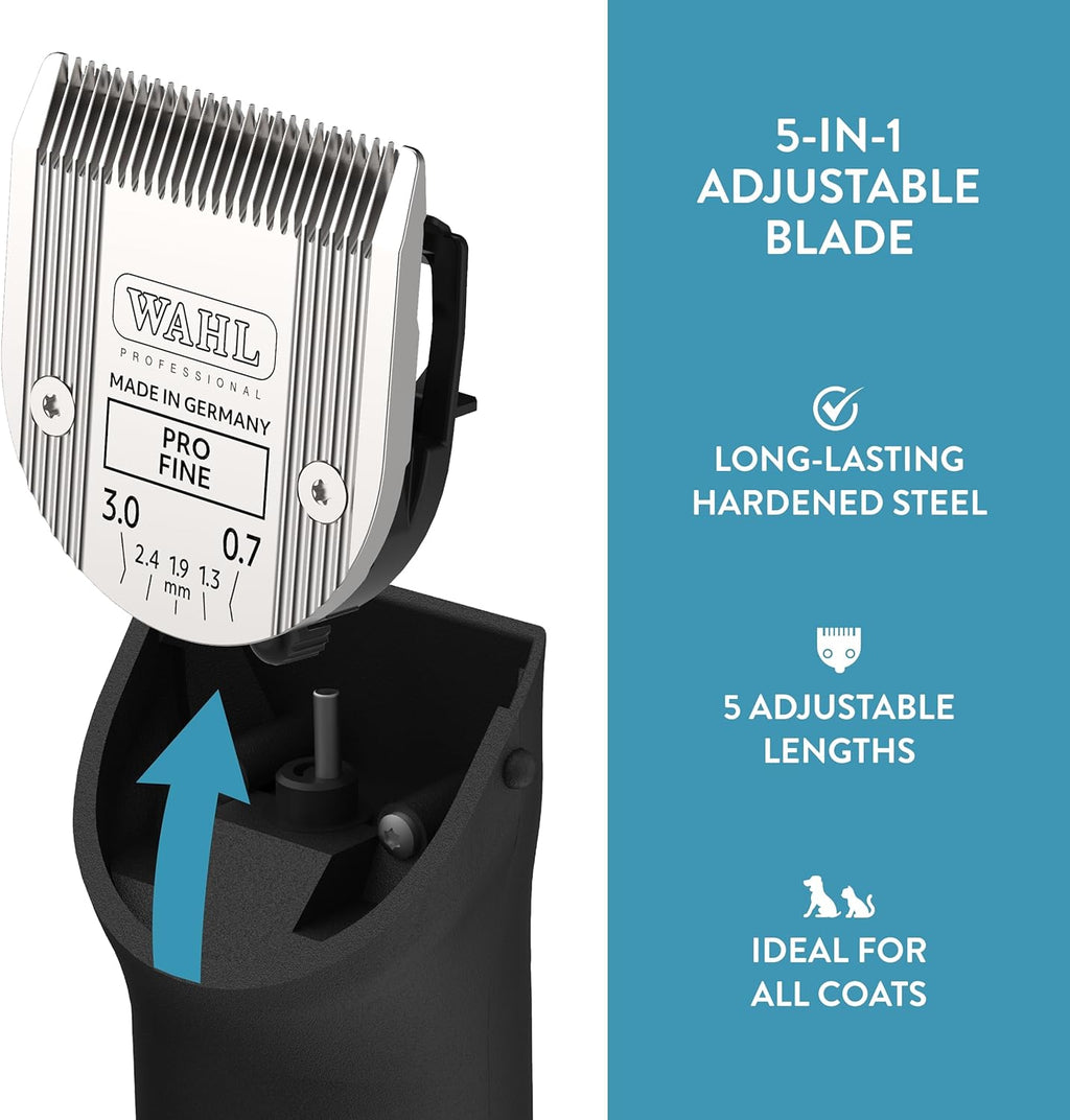 WAHL Professional Animal 5-in-1 Adjustable Blade Arco, Bravura, Chromado, Creativa, Figura, and Motion Pet, Dog, and Horse Clippers - Fine (2179-301)