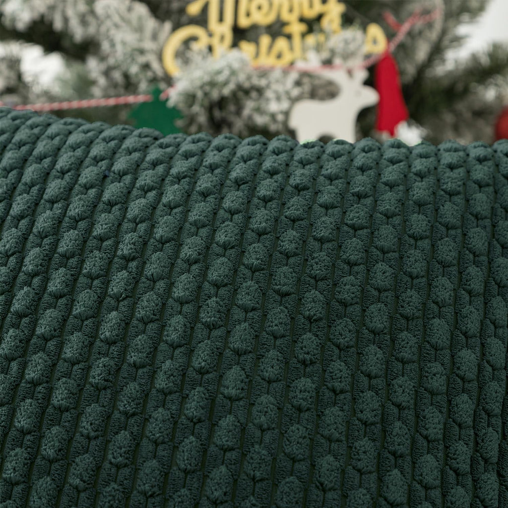 Kevin Textile 12x20 Inch Pillow Cover 1 Pack Boho Christmas Decorative Soft Striped Corduroy Lumbar Farmhouse Color Accent Rectangle Cushion Case for Living Room Couch Sofa Bed, Army Green
