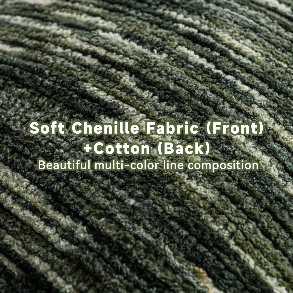 AmHoo Boho Throw Pillow Cover Decorative Bohemian Woven Tufted Striped Farmhouse with Tassels Textured Cushion Case Pillowcase Neutral for Sofa Couch Bed 18 x 18-Inch Sage Green