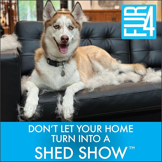 FUR4 deShedding Dog Brush for Long Hair Dogs – Pet Hair Brush with 4 Carbon Fiber Edges – deShedding Tool Removes Loose Fur – Gentle & Effective Dog Grooming Brush for Shedding