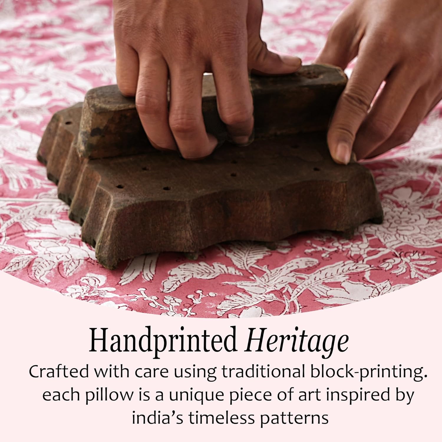 CPC Ruby Red 100% Cotton Block Print Ruffle Sham Cover 20X30 inch Pack of 2, Handmade Boho Floral Pillowcase, Soft Decorative Queen Bed Pillow Cover for Bedroom Décor