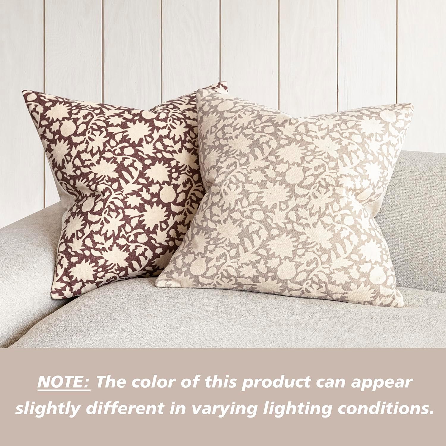 Foindtower Set of 2 Decorative Neutral Floral Throw Pillow Covers Accent Farmhouse Cushion Covers Boho Vintage Pillowcase for Couch Sofa Bedroom Living Room Home Decor,22×22 Inch,Ivory Beige