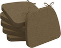 AAAAAcessories D-Shaped Chair Cushions, 2" Thick Dining Chair Pads with Ties and Removable, Machine-Washable Cover, 17" x 16", Set of 6, Taupe