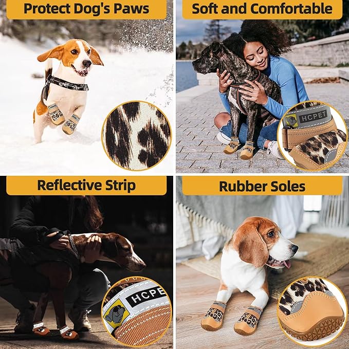 Dog Shoes for Small Dogs, Dog Boots & Paw Protectors for Hardwood Floors, Outdoor Dog Booties for Hot Pavement Winter Snow Hiking, Waterproof Dog Shoes with Reflective Strips Size 1
