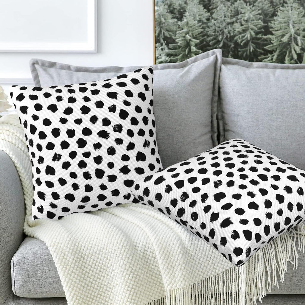 White and Black Spot Throw Pillow Covers Set of 2 Polka Dot Pillow Covers 20x20 Inch Modern Farmhouse Home Decorative Pillow Cases Cushion Cover for Sofa Living Room Office