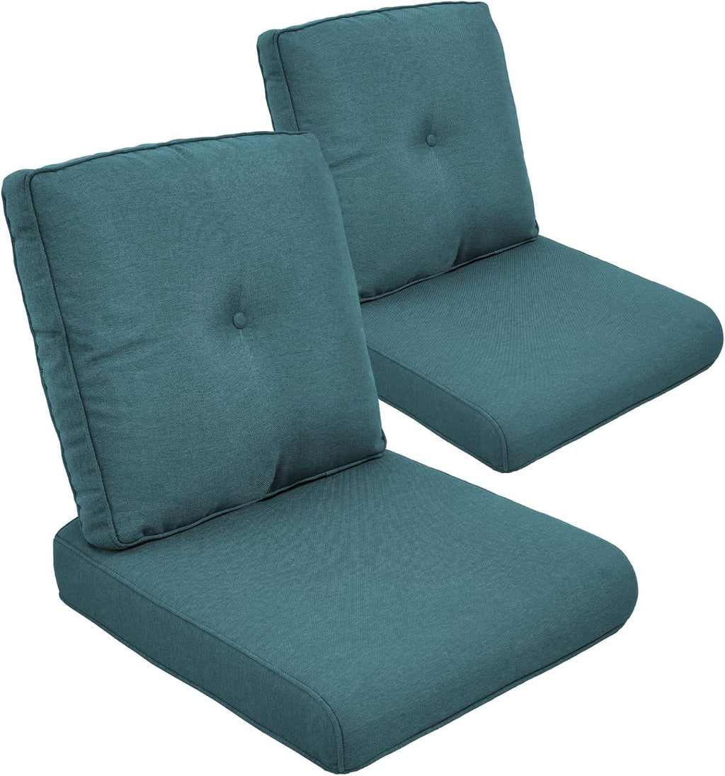 Outdoor Chair Cushion Set of 2, Waterproof Outdoor Seat Cushions 25x22 , Patio Chair Cushions for Outdoor Furniture, Couch Cushion Replacement, Include 2 Back & 2 Seat Cushions, Button/PeacockGreen