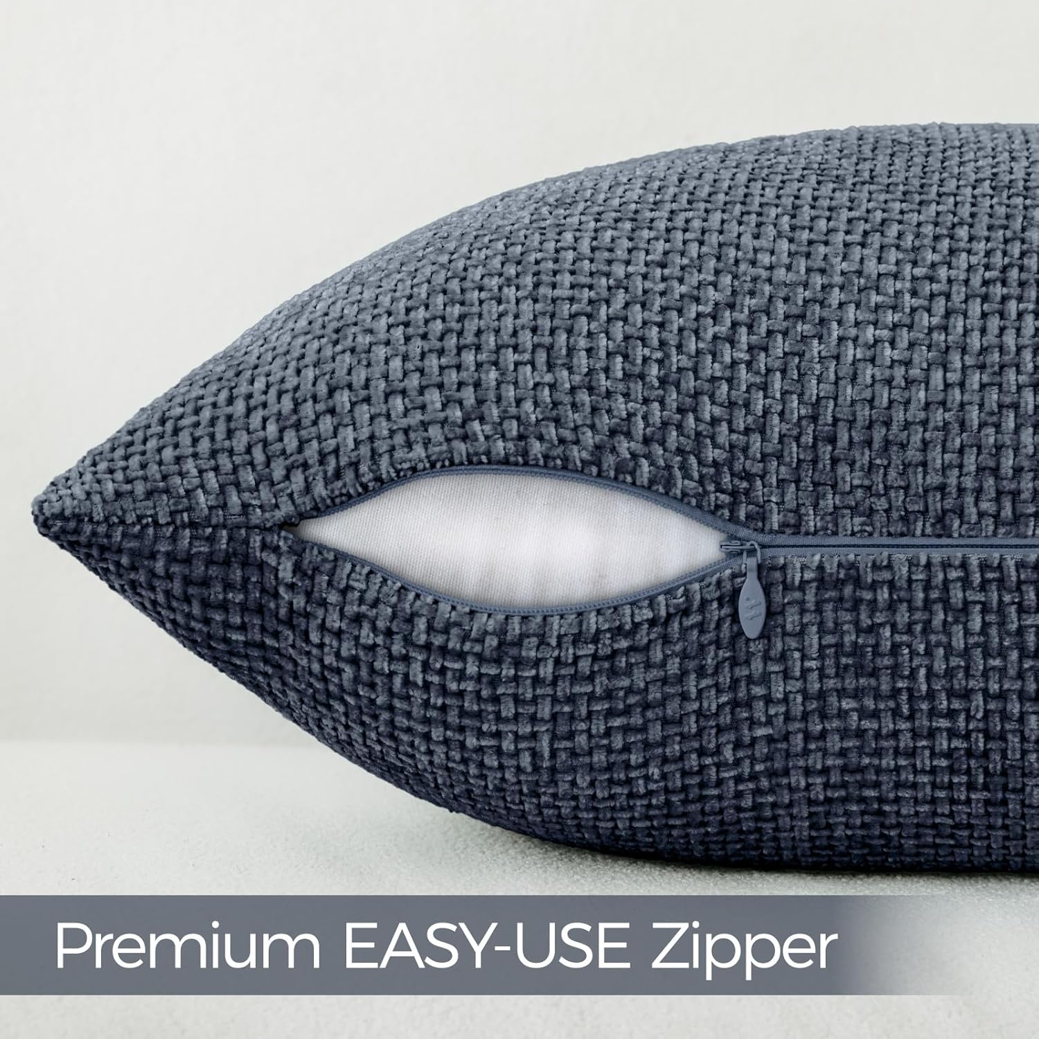 a moment Dark Blue Chenille Throw Pillow Covers 12x20 Inch Pack of 2 Modern Decorative Throw Pillow Covers Farmhouse Cross Covers Home Decor for Sofa Bedroom Living Room