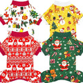 Xpudac 4 Pack Christmas Dog Pajamas Santa Pet Clothes Cute Reindeer Snowman Dog Pajamas for Small Medium Dogs(Large) 81-hongbai-L
