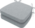 AAAAAcessories D-Shaped Chair Cushions, 2" Thick Dining Chair Pads with Ties and Removable, Machine-Washable Cover, 17" x 16", Set of 2, Gray