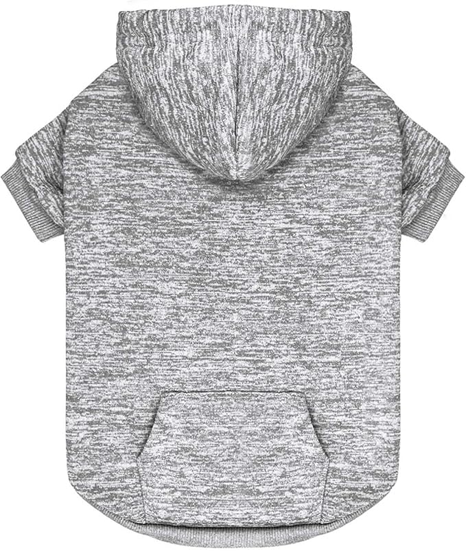 Fleece Dog Sweater & Hoodie - Soft Dog Clothes Sweatshirt with Pocket - Medium Dogs (Grey&M)