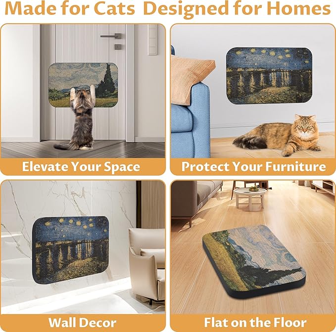 2 Packs Art Cat Wall-Mountable Scratching Board 16.7x11x1 Inch Cat Wall Scratch Pad and Scratcher for Indoor Cats Furniture Protector (Series2)