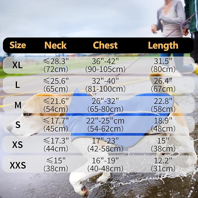 Mile High Life Dog Raincoat, Adjustable Waterproof Reflective Rain Jacket for Small Medium Large Dogs, Lightweight Breathable Pet Rain Coat with Leash Hole(Blue,XS Chest 17-23")