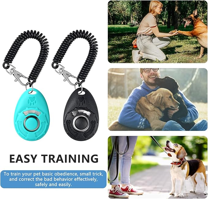 Dog Treat Pouch - 3 Ways to Wear Treat Pouches for Pet Training and 2 Pieces Clicker Taining for Dogs, Dog Training Treat Pouch Bag and Dog Clicker for Training with Waist Belt Shoulder Strap - Blue