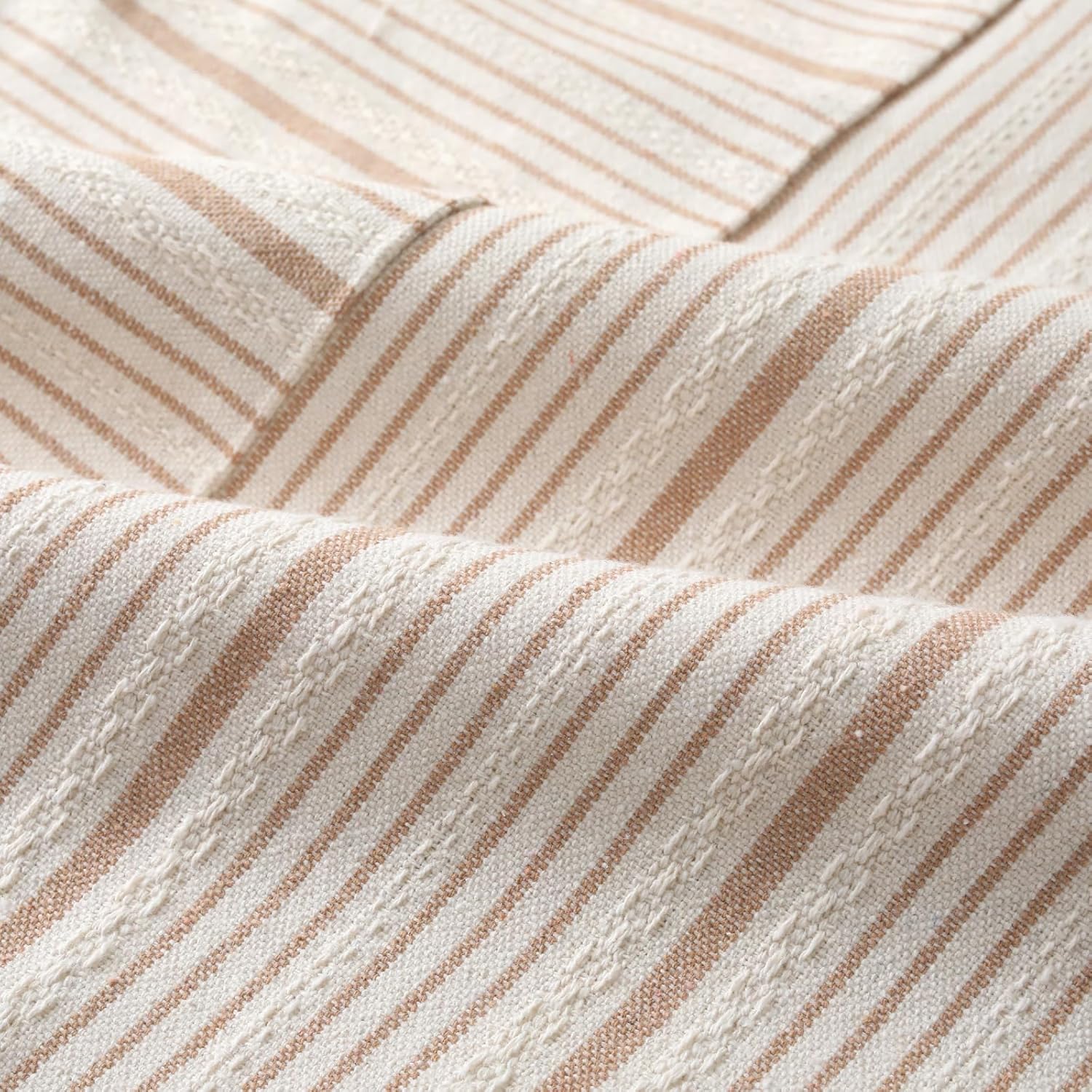 DWR Striped 3D Textured Weave Throw Pillow Covers 18x18 Set of 2, Polyester Cotton Blend in Khaki, Modern Farmhouse Decorative Pillow Cases for Couch Sofa Bed Living Room