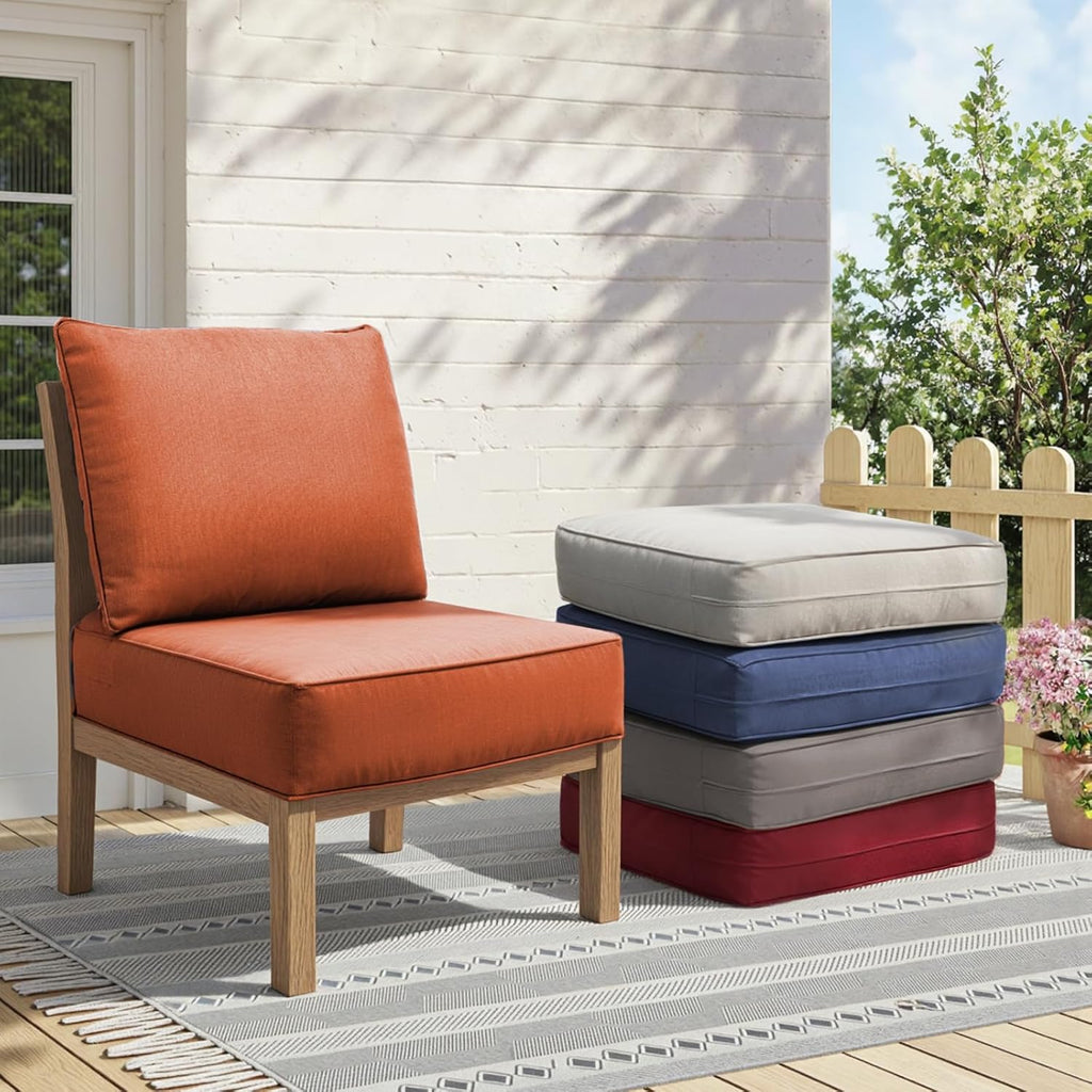 Outdoor Cushion Set for Furniture Patio Furniture, UV Resistant, Water Resistant - 6 Inch Thick Foam Garden Cushions – 22x24 Inch Patio Seat Covers for Chair/Sofa/Couch | Orange | 8-Pack |