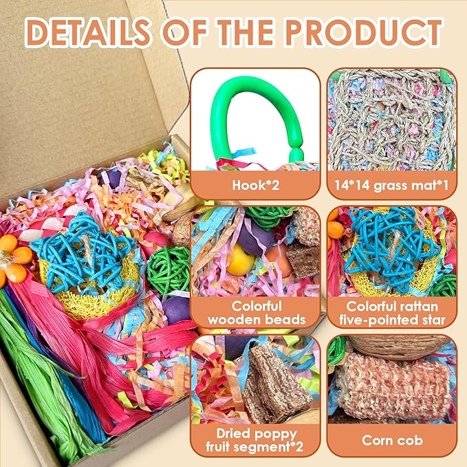 Bird Toys For Cockatiels, Tyotrbs Bird Toys For Conures Parakeet Toy BirdsToy For Parrots Birds Foraging Toy ParrotToys BirdCage Accessories Lovebird Cage Accessories for Small Birds
