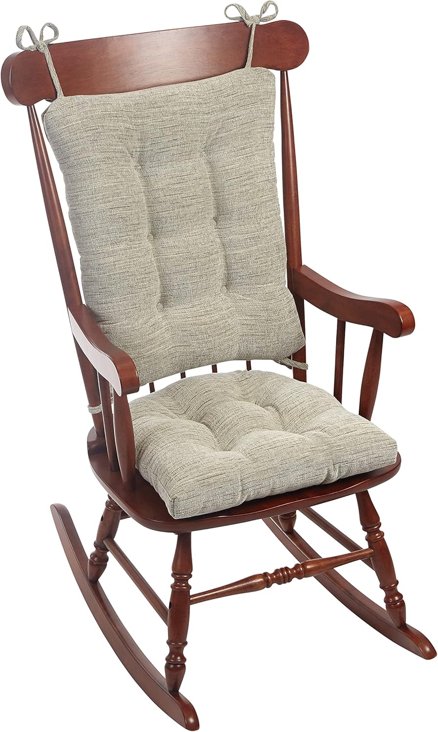 Klear Vu Omega Non-Slip Rocking Chair Cushion Set, Assembled in USA, Thick Padding & Tufted Design, Includes Seat Pad & Back Pillow with Ties, 17x17 Inches, 2-Piece Set, Saltbox Gray