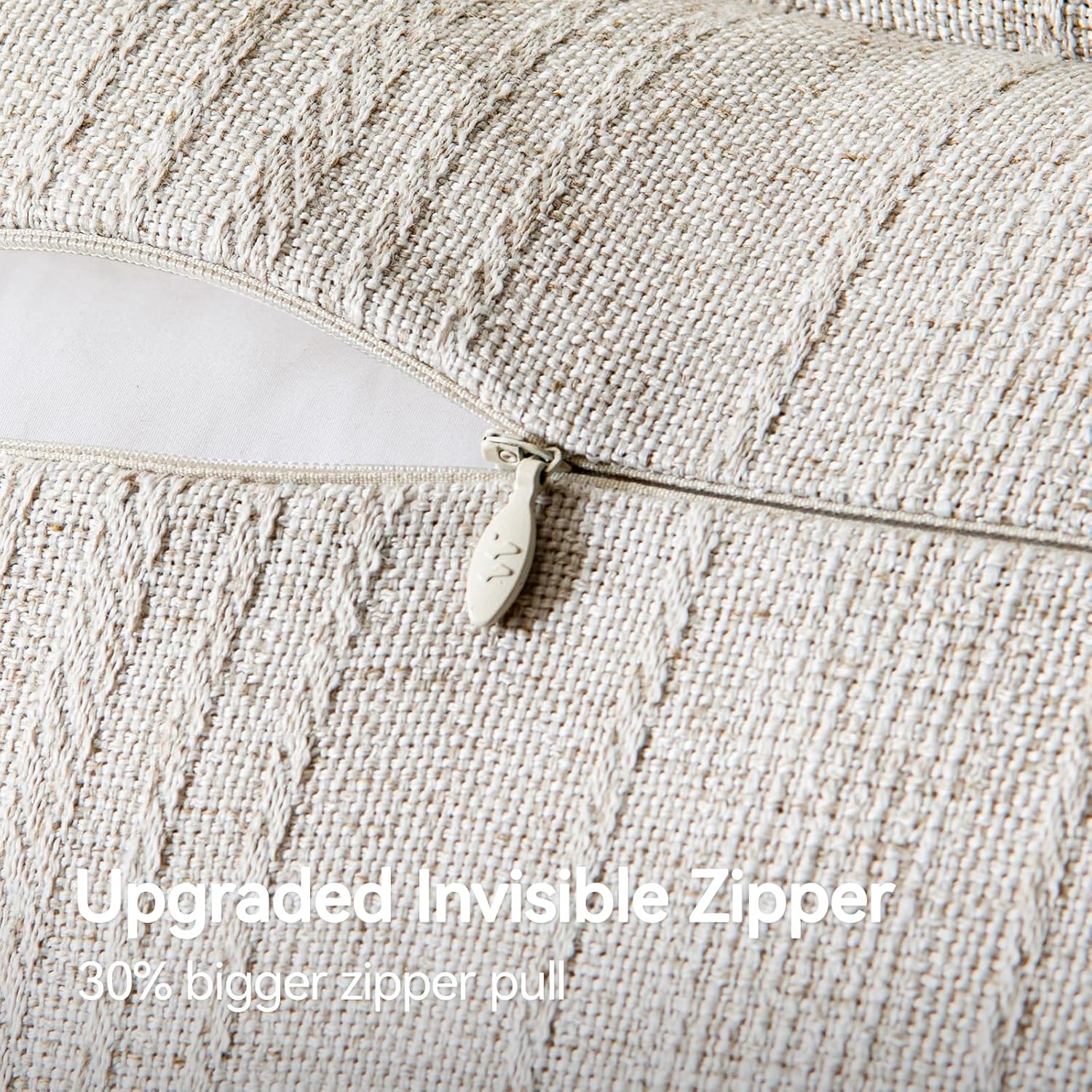 a moment Linen Pillow Covers Set of 2,Boho Farmhouse Throw Pillowcases Neutral Textured Decorative Covers for Couch Sofa, Linen Blend Accent Case Cushion Living Room Home Decor 26"x26" Beige Grey