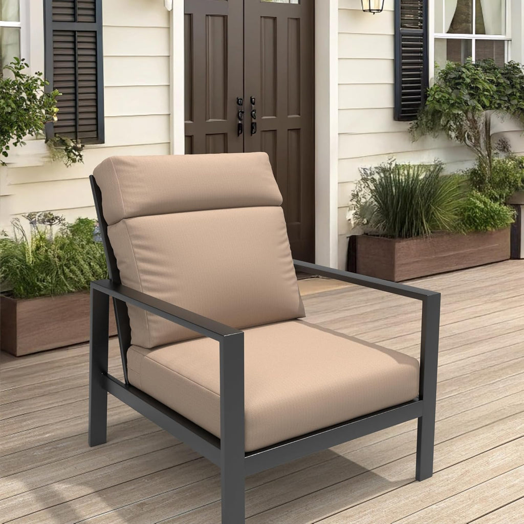 Covers & All CoverRite Rectangle High Back Chair Cushion, 600 Denier, Foam Seat and Poly Fill Back Outdoor High Back Chair Cushions, Water, UV and Fade Resistant for Patio High Back Chair Cushions