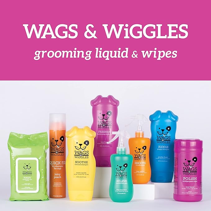 Wags & Wiggles Freshen Deodorizing Wipes for Dogs, Fresh Strawberry Scent - Dog Wipes Eliminate Odors - Easy and Convenient Way to Freshen Your Pet Without A Bath, 100 Count