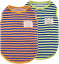 KYEESE 2Pack Dog Shirts Striped Soft Stretchy T-Shirts Lightweight Tank Top Sleeveless Dog Vest Breathable, XX-Large, Orange+Green
