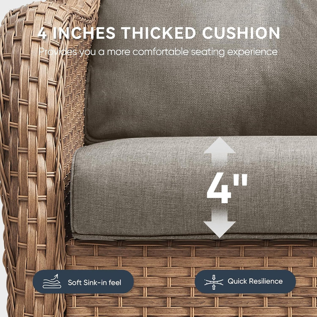 Outdoor Rattan Chair Cushions 2 Packs - Outside High Back Comfortable Thickened Pillow 22x24 with Zipper Cover for Patio Rocking Swivel Chairs Loveseat Sofa – Grey/Crescent