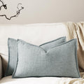 12x20 Linen Pillow Covers Steel Blue Pack of 2 Farmhouse Boho Neutral Accents Striped Textured Rectangular Lumbar Decorative Throw Pillow Cases for Living Room Couch Bed Home Decor